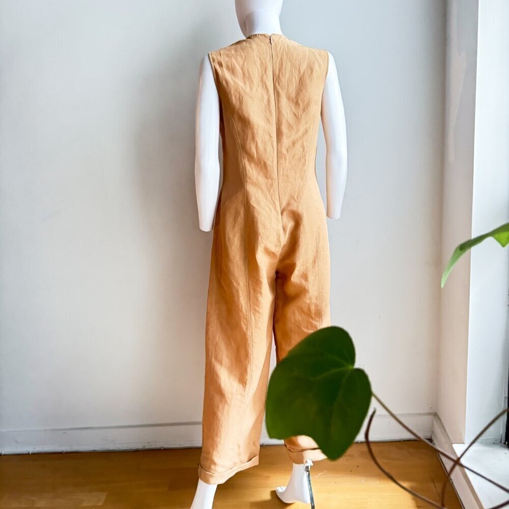 Vintage State of Claude Montana Nude Beige Linen Blend Jumpsuit 44/10 - Picture 6 of 8